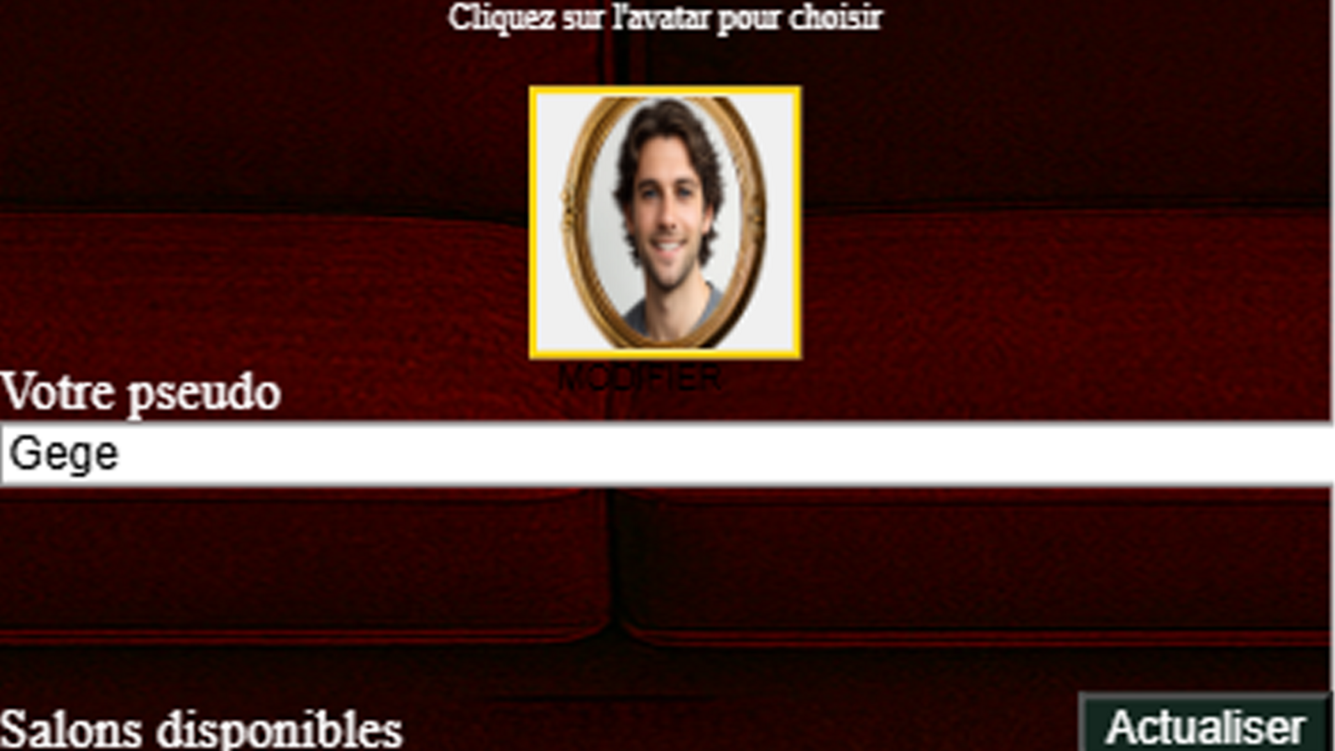 Interface de jeu Poker